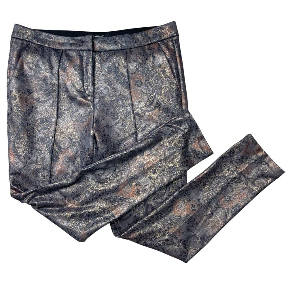 NWT Fair Child Metallic Paisley Pants WOmen's Medium Ankle Length Bohemian Chic